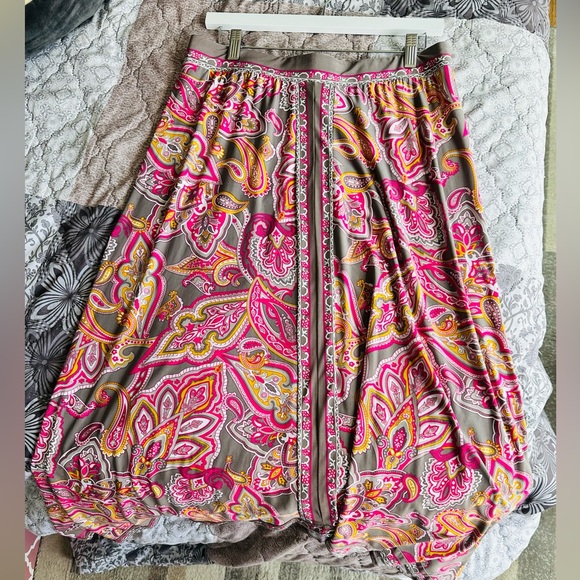 INC International Concepts Dresses & Skirts - INC International Concepts Pink and Brown Paisley Midi Skirt